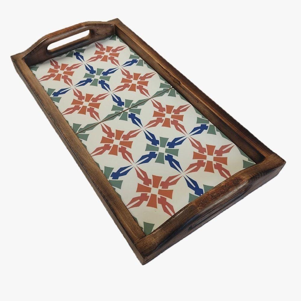 Bandeja Café Da Manhã Grande Com 2 Azulejos Azulejo G8 - 1