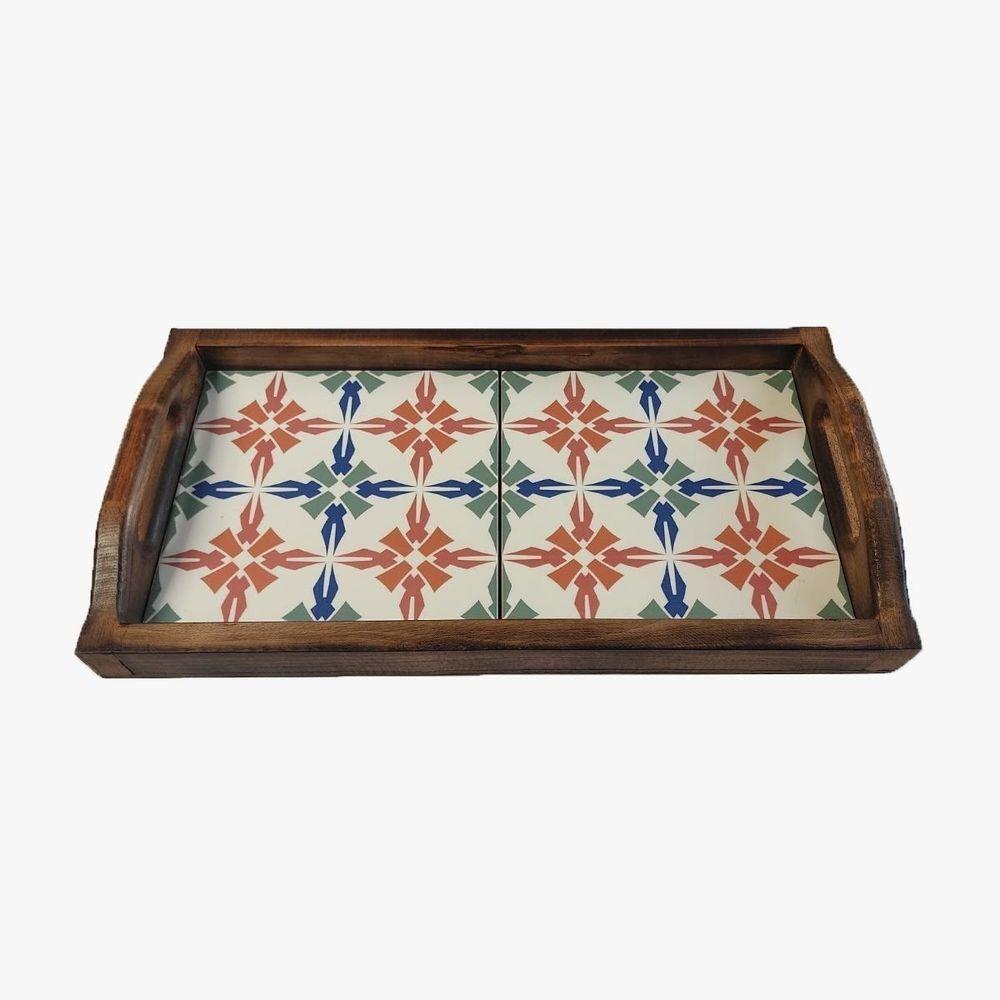 Bandeja Café Da Manhã Grande Com 2 Azulejos Azulejo G8 - 4