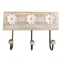 Cabideiro Toalheiro 3 Ganchos Madeira E Ferro Artesanal Cor Branco - 1