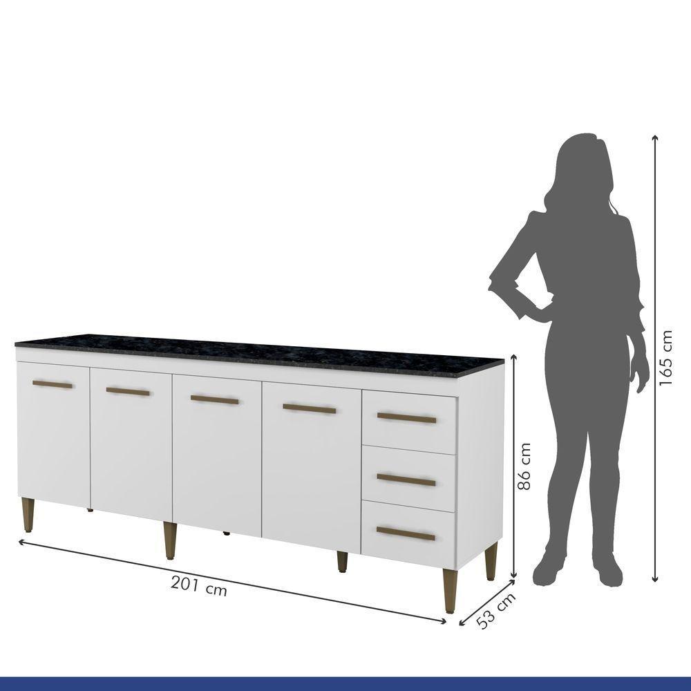 Balcão Atenas 4 Portas E 3 Gavetas Kaiki Moveis - 6