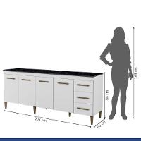 Balcão Atenas 4 Portas E 3 Gavetas Kaiki Moveis - 6