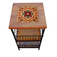 Fruteira De Ferro E Madeira 2 Andares Com Ladrilho Hidráulico Artesanal Ladrilho A5 - 6