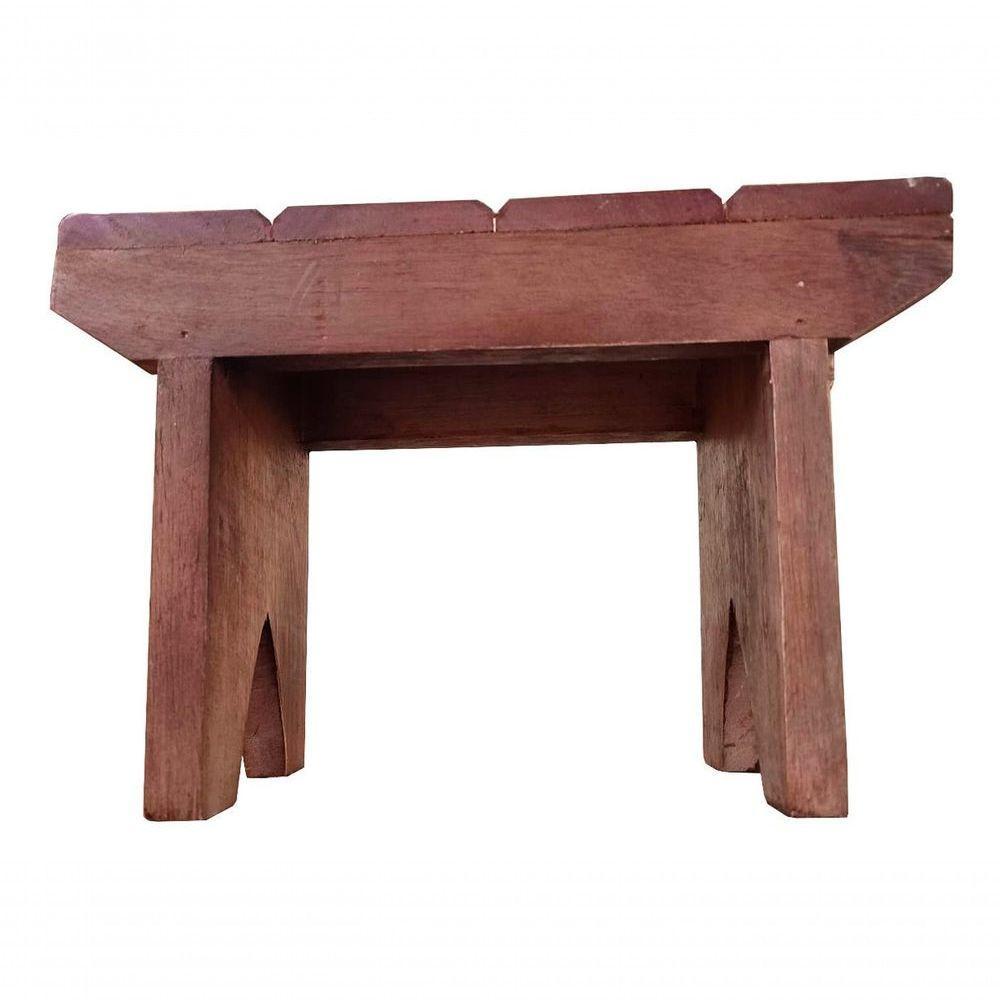 Mini Banquinho Pedicure De Madeira Maciça Artesanal Rústico Cor Marrom - 2