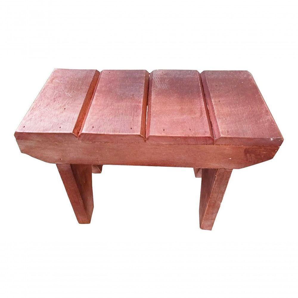 Mini Banquinho Pedicure De Madeira Maciça Artesanal Rústico Cor Marrom - 3