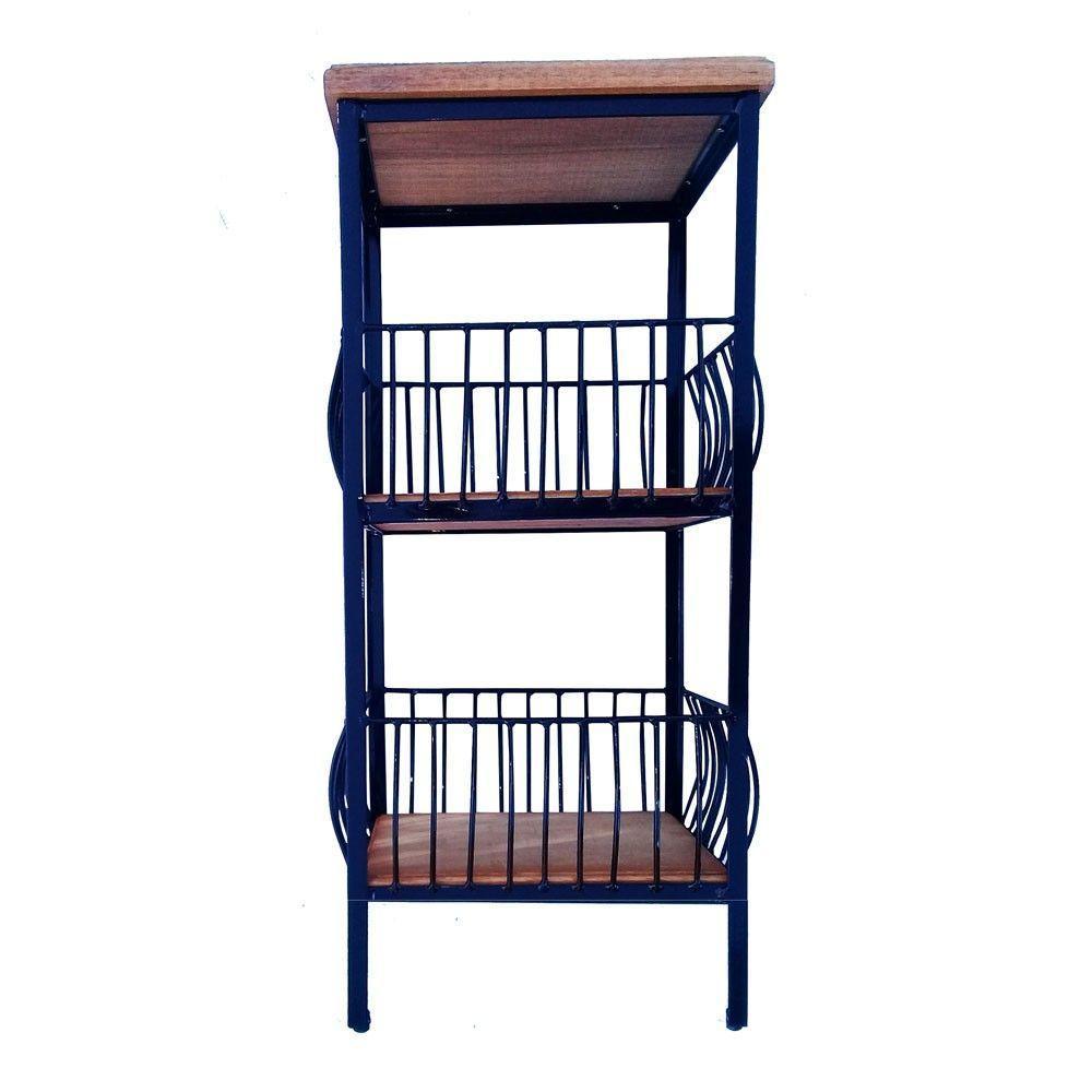 Fruteira De Ferro E Madeira 2 Andares Com Ladrilho Hidráulico Artesanal Ladrilho B2 - 7