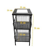 Fruteira De Ferro E Madeira 2 Andares Com Ladrilho Hidráulico Artesanal Ladrilho B2 - 3