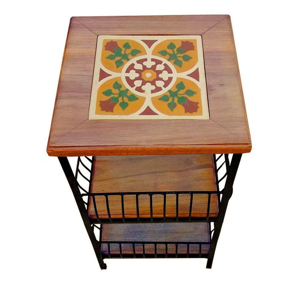 Fruteira De Ferro E Madeira 2 Andares Com Ladrilho Hidráulico Artesanal Ladrilho B1 - 6