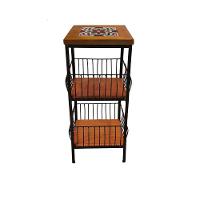 Fruteira De Ferro E Madeira 2 Andares Com Ladrilho Hidráulico Artesanal Ladrilho A3 - 1