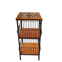 Fruteira De Ferro E Madeira 2 Andares Com Ladrilho Hidráulico Artesanal Ladrilho A3 - 5