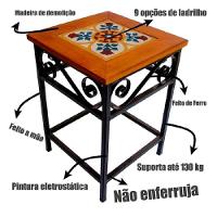 Kit 2 Bancos De Ferro E Madeira Rústico Com Ladrilho B1 - 3