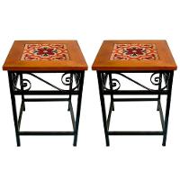 Kit 2 Bancos De Ferro E Madeira Rústico Com Ladrilho A5 - 1