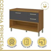 Balcão De Cozinha 1 Porta 2 Gavetas Com Caixa Organizadora 120cm Princesa Nesher Móveis - 6