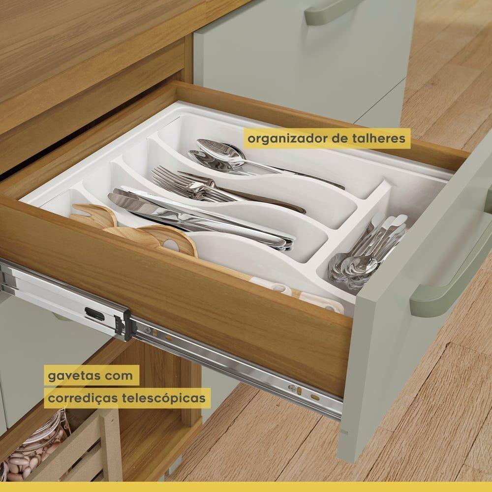 Balcão De Cozinha 1 Porta 2 Gavetas Com Caixa Organizadora 120cm Princesa Nesher Móveis - 4