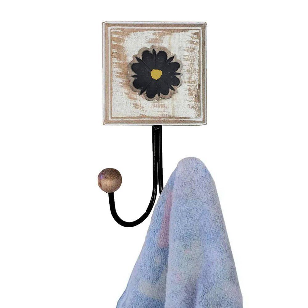 Kit Banheiro Com 2 Toalheiros Duplos + Porta Papel Higiênico + Toalheiro Rustico Artesanal Cor Preto - 3