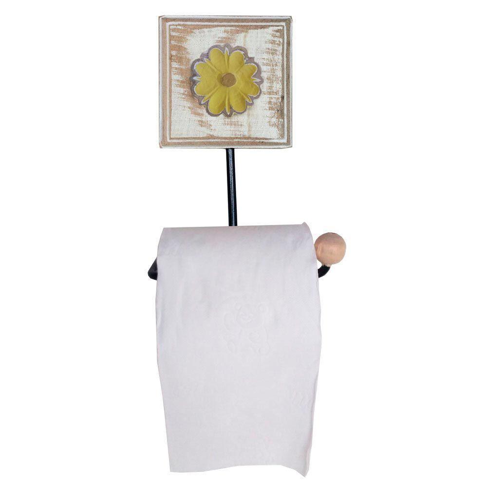 Kit Banheiro Com 2 Toalheiros Duplos + Porta Papel Higiênico + Toalheiro Rustico Artesanal Cor Amarelo - 7