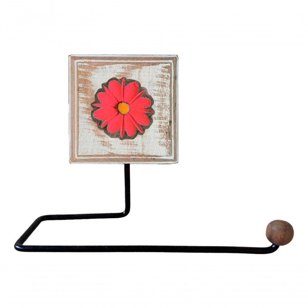 Kit Banheiro 5 Peças Artesanal Rústico Flor De Madeira 3d Anúncio Com Variação Cor Vermelho - 2