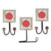 Kit Banheiro 5 Peças Artesanal Rústico Flor De Madeira 3d Anúncio Com Variação Cor Vermelho - 6