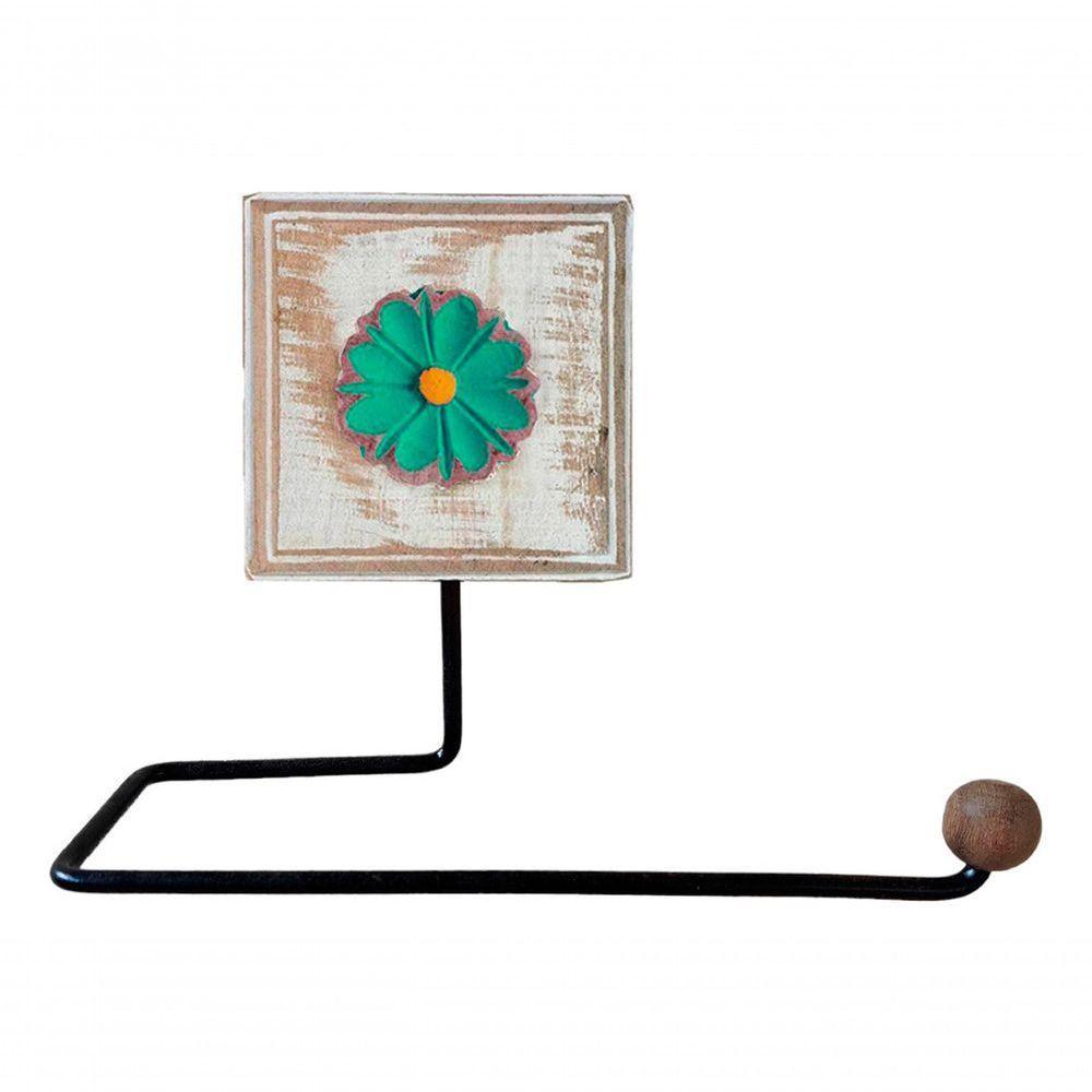 Kit Banheiro 5 Peças Artesanal Rústico Flor De Madeira 3d Anúncio Com Variação Cor Verde - 2