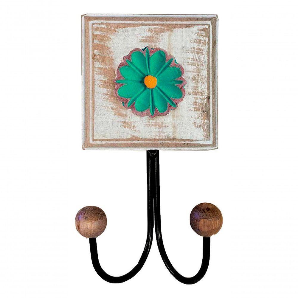 Kit Banheiro 5 Peças Artesanal Rústico Flor De Madeira 3d Anúncio Com Variação Cor Verde - 5