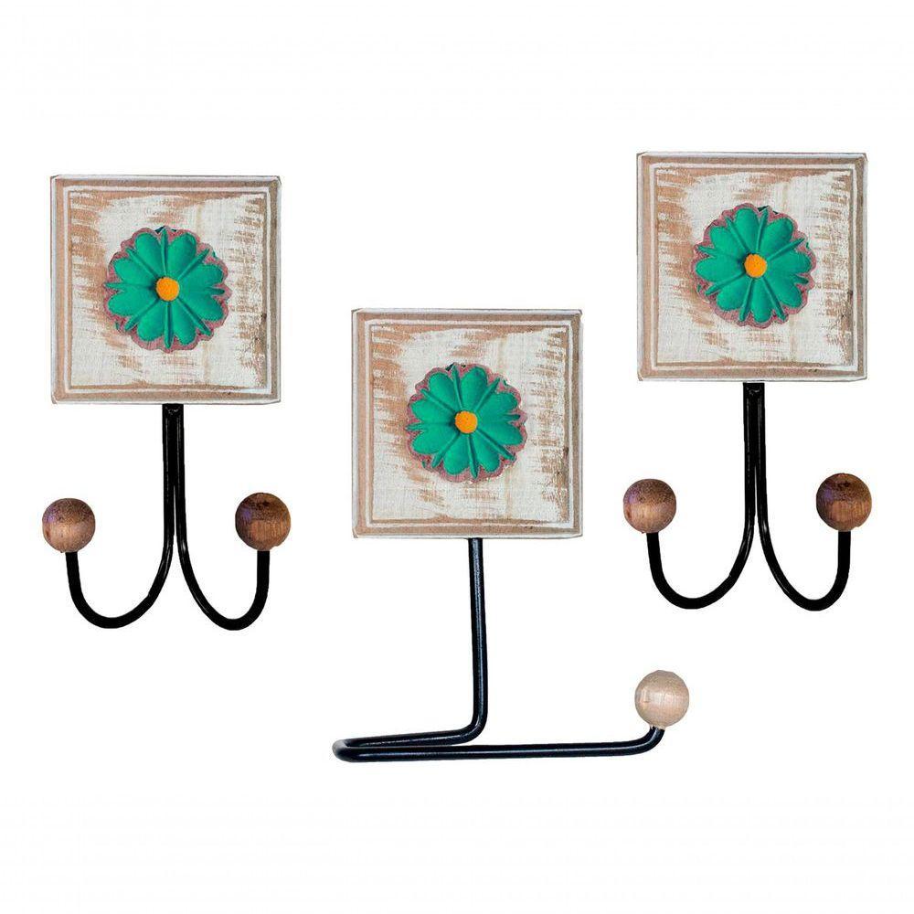 Kit Banheiro 5 Peças Artesanal Rústico Flor De Madeira 3d Anúncio Com Variação Cor Verde - 6