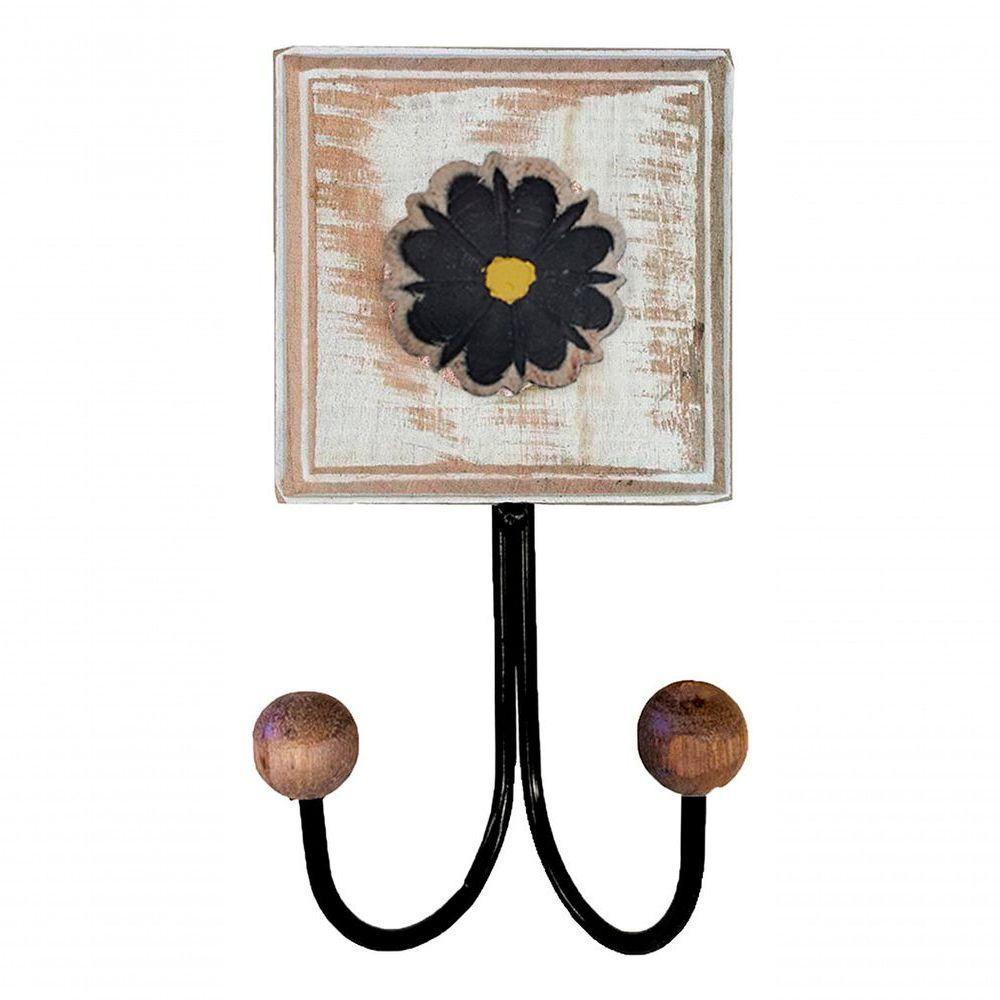 Kit Banheiro 5 Peças Artesanal Rústico Flor De Madeira 3d Anúncio Com Variação Cor Preto - 2