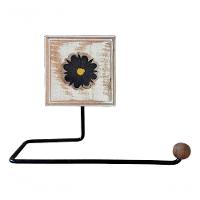 Kit Banheiro 5 Peças Artesanal Rústico Flor De Madeira 3d Anúncio Com Variação Cor Preto