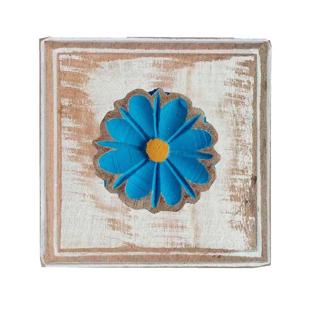 Kit Banheiro Com 2 Toalheiros + Porta Papel Higiênico + Toalheiro Rustico Artesanal Cor Azul - 4