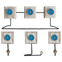 Kit Banheiro Com 2 Toalheiros + Porta Papel Higiênico + Toalheiro Rustico Artesanal Cor Azul - 1