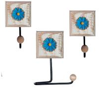 Kit Banheiro Com 2 Toalheiros + Porta Papel Higiênico + Toalheiro Rustico Artesanal Cor Azul - 9