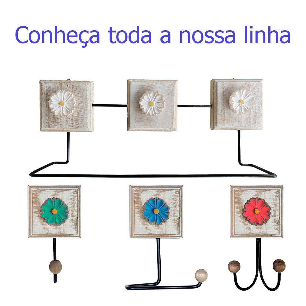 Kit Banheiro Com 2 Toalheiros + Porta Papel Higiênico + Toalheiro Rustico Artesanal Cor Vermelho - 6