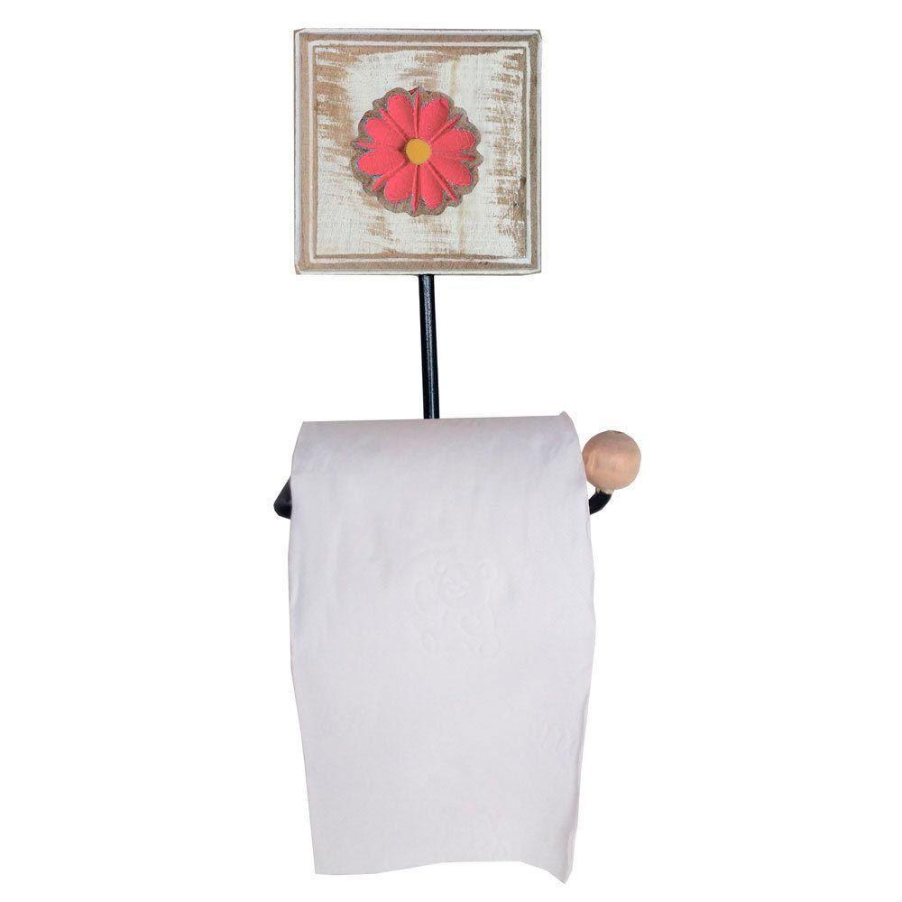 Kit Banheiro Com 2 Toalheiros + Porta Papel Higiênico + Toalheiro Rustico Artesanal Cor Vermelho - 10