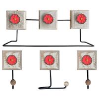 Kit Banheiro Com 2 Toalheiros + Porta Papel Higiênico + Toalheiro Rustico Artesanal Cor Vermelho - 1