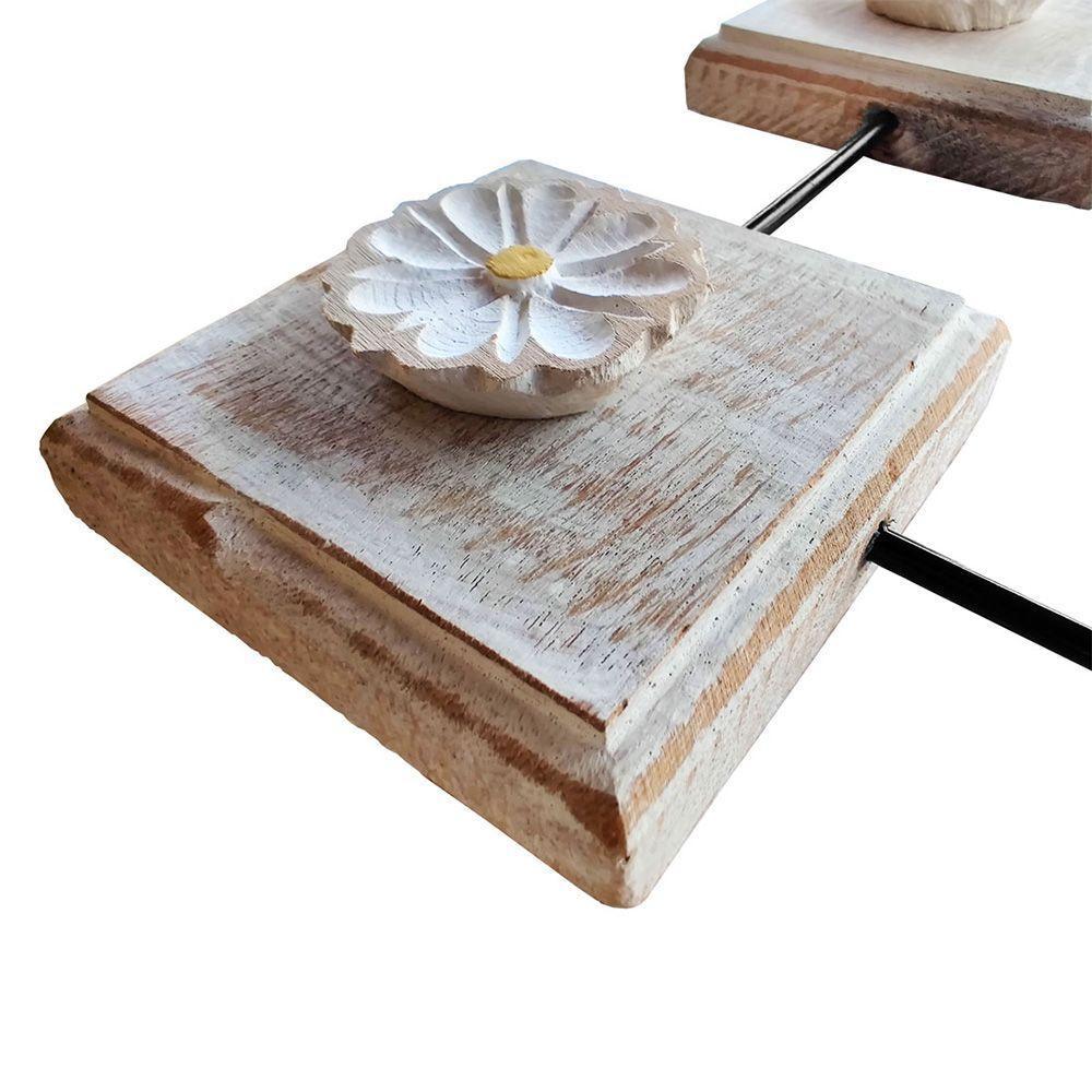 Kit Banheiro Com 2 Toalheiros + Porta Papel Higiênico + Toalheiro Rustico Artesanal Cor Branco - 4