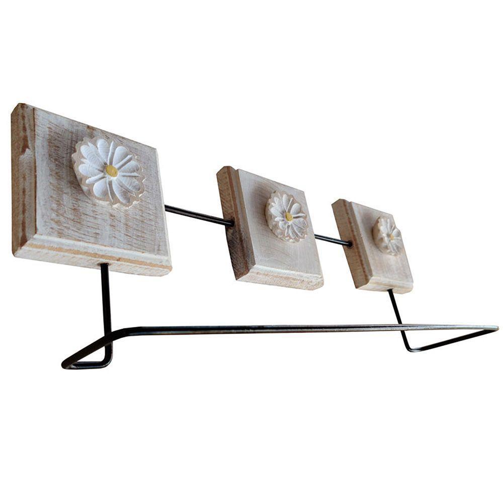 Kit Banheiro Com 2 Toalheiros + Porta Papel Higiênico + Toalheiro Rustico Artesanal Cor Branco - 8