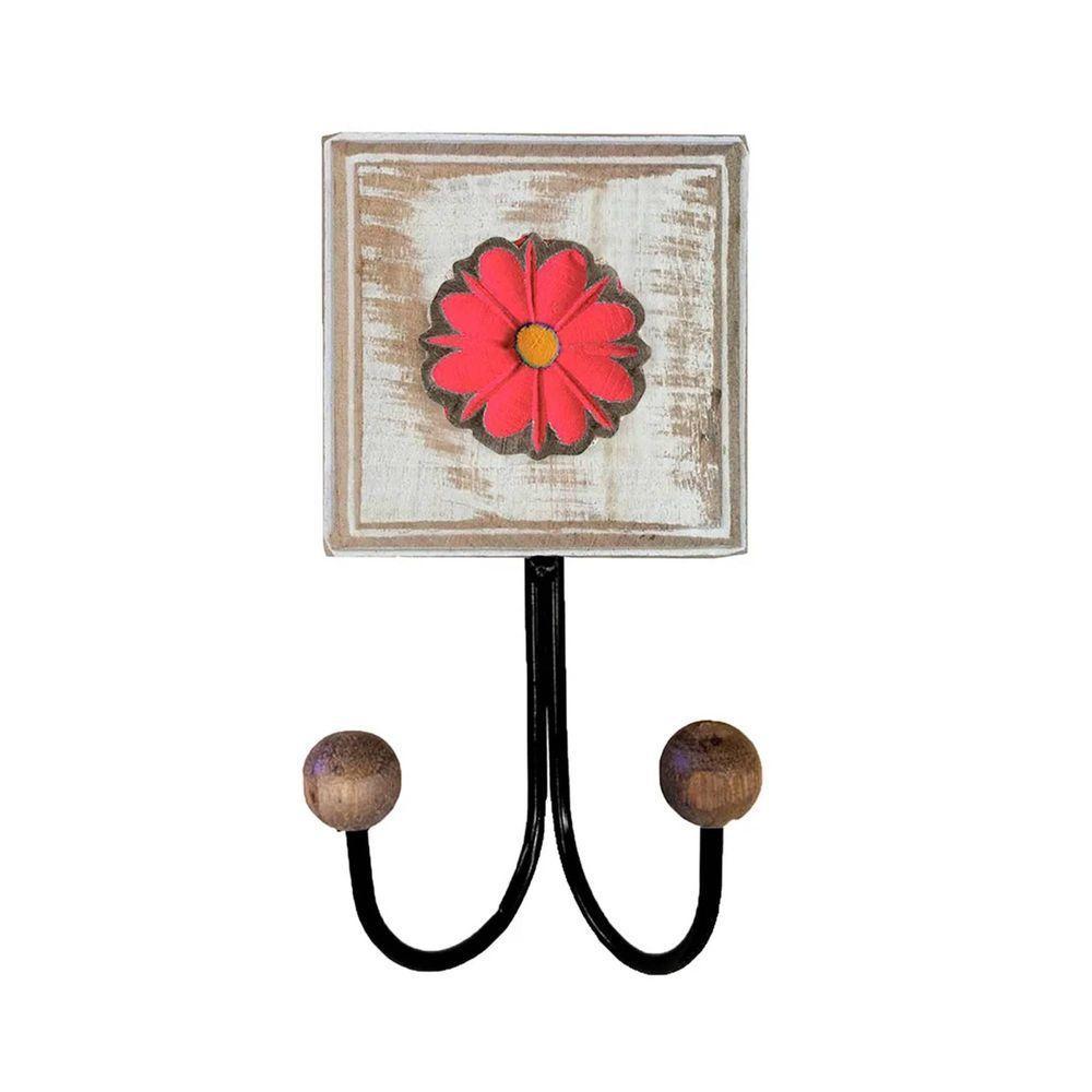 Kit Banheiro Com 2 Toalheiros Duplos + Porta Papel Higiênico + Toalheiro Rustico Artesanal Cor Vermelho - 7