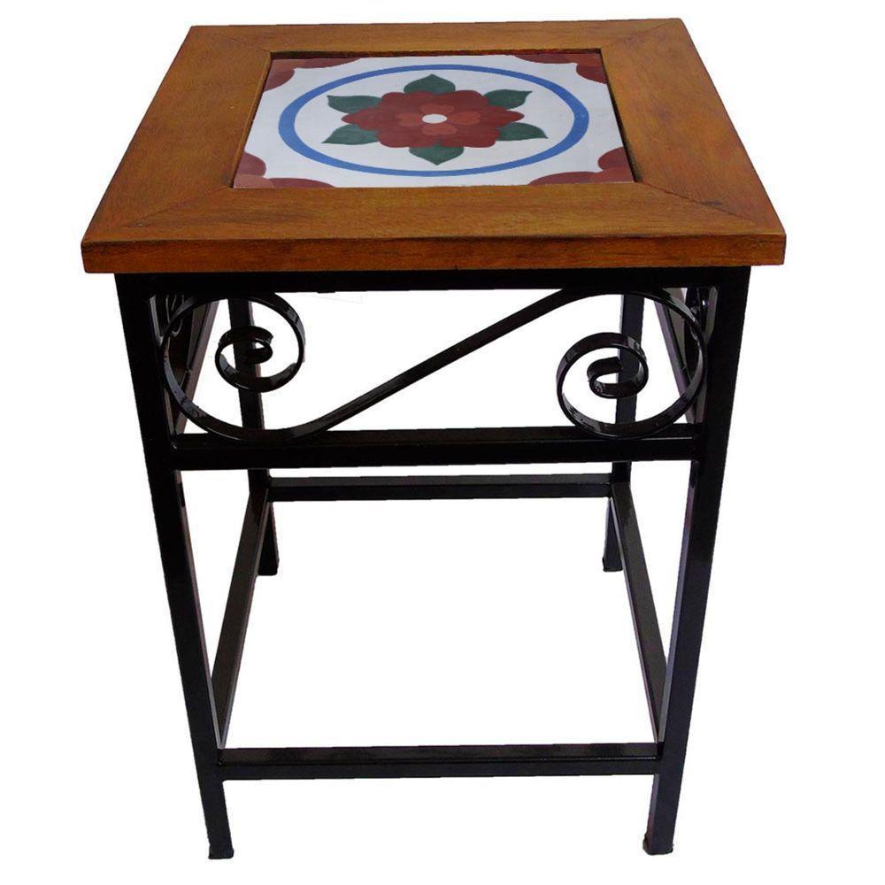 Banco De Ferro E Madeira Rústico Com Ladrilho Hidráulico Azulejo Ladrilho F1 - 5