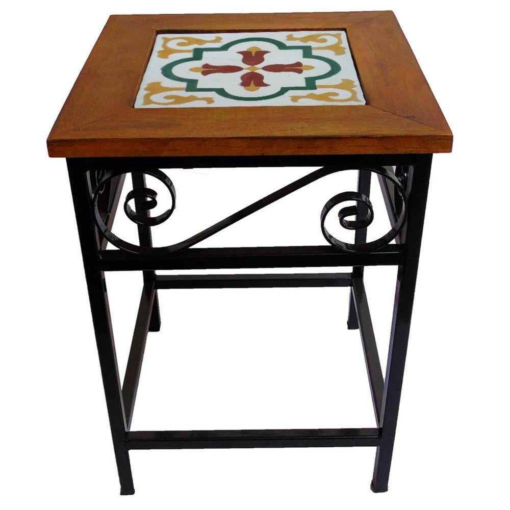 Banco De Ferro E Madeira Rústico Com Ladrilho Hidráulico Azulejo Ladrilho E1 - 5