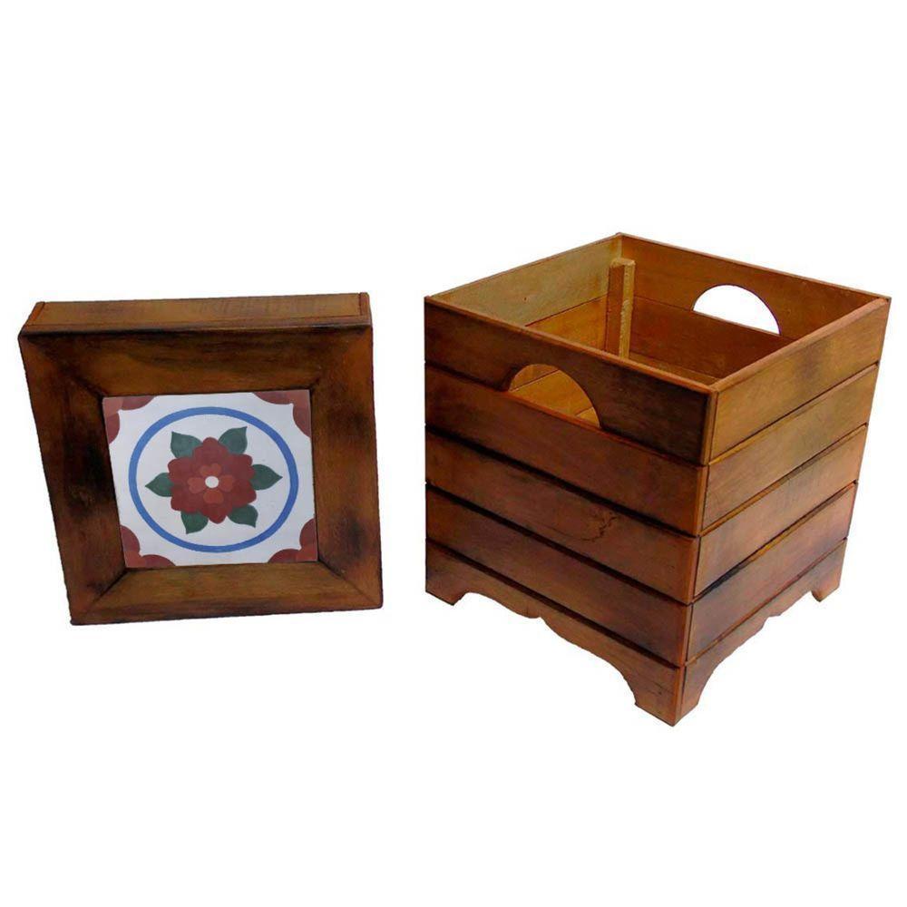 Banco Madeira Volpi Baú Com Ladrilho Hidráulico Azulejo Ladrilho A2 - 2