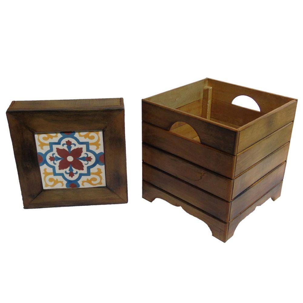 Banco Madeira Volpi Baú Com Ladrilho Hidráulico Azulejo Ladrilho A1 - 2