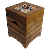 Banco Madeira Volpi Baú Com Ladrilho Hidráulico Azulejo Ladrilho A1 - 1