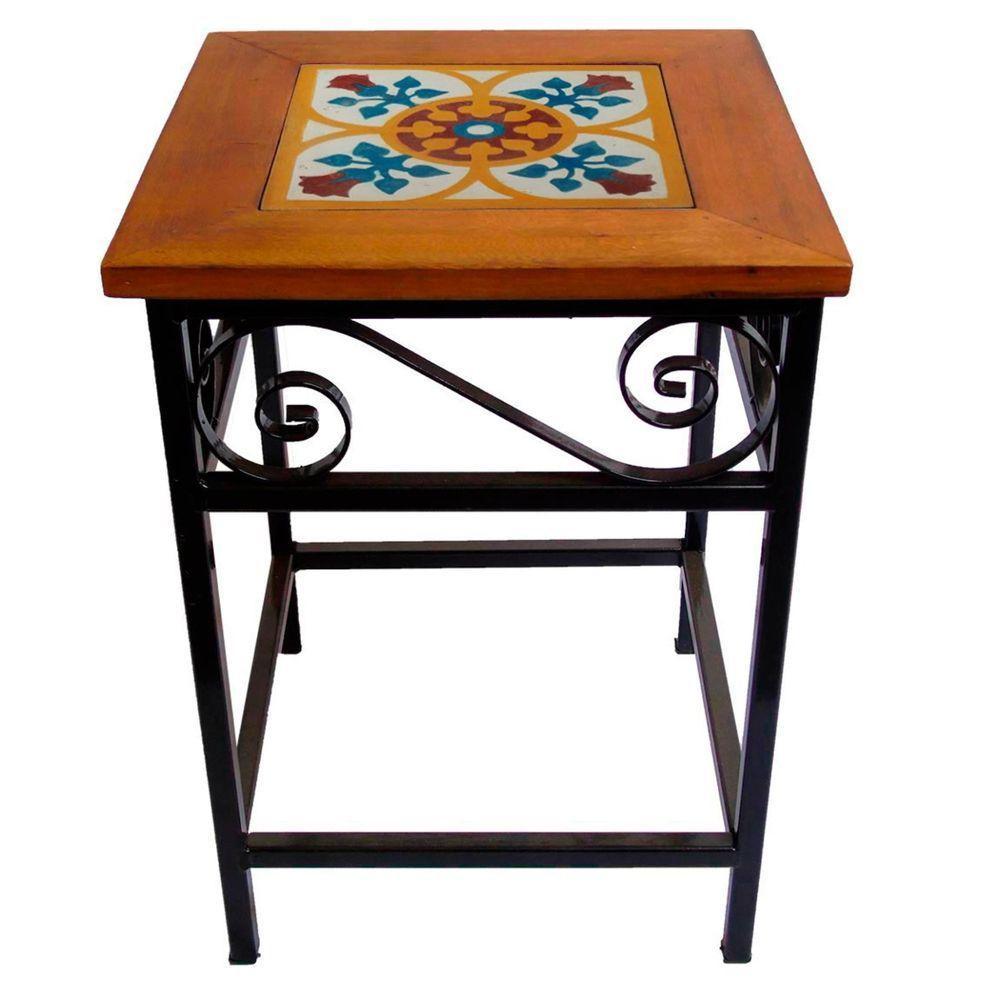 Banco De Ferro E Madeira Rústico Com Ladrilho Hidráulico Azulejo Ladrilho B4 - 5