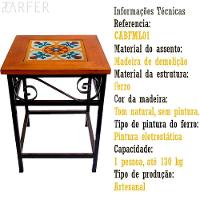 Banco De Ferro E Madeira Rústico Com Ladrilho Hidráulico Azulejo Ladrilho B4 - 2