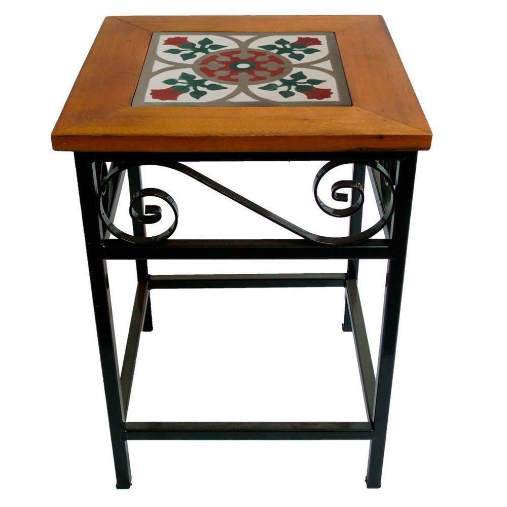 Banco De Ferro E Madeira Rústico Com Ladrilho Hidráulico Azulejo Ladrilho B3 - 5