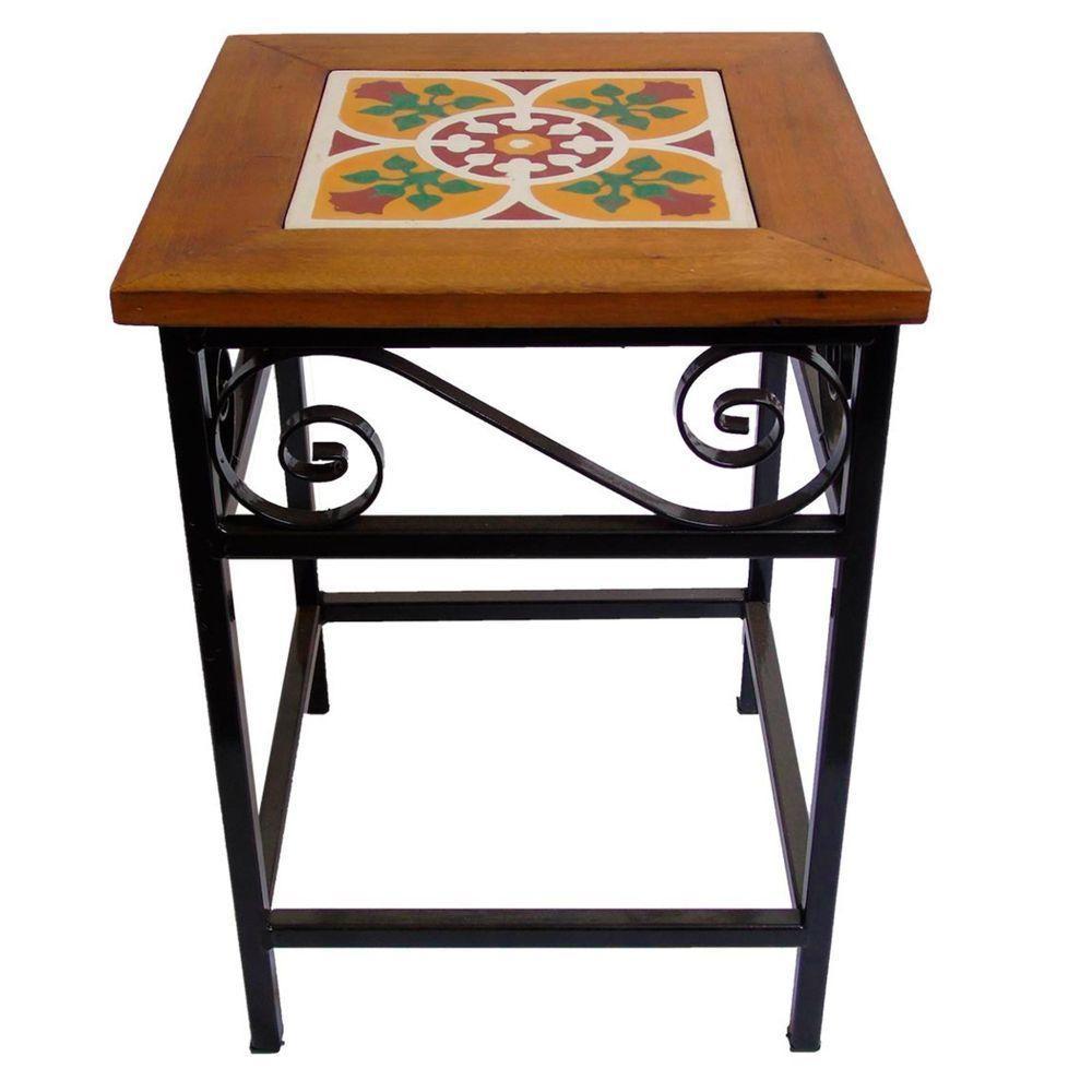 Banco De Ferro E Madeira Rústico Com Ladrilho Hidráulico Azulejo Ladrilho B1 - 2