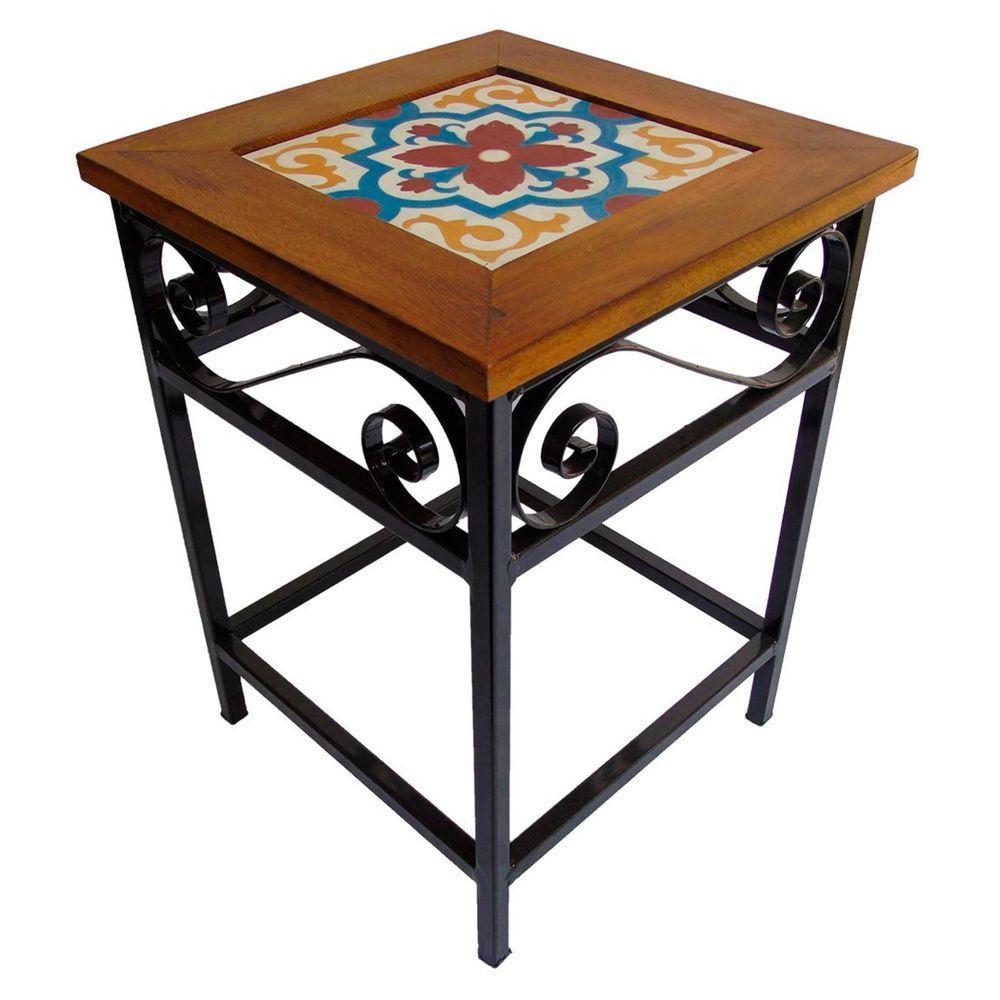 Banco De Ferro E Madeira Rústico Com Ladrilho Hidráulico Azulejo Ladrilho A1 - 1