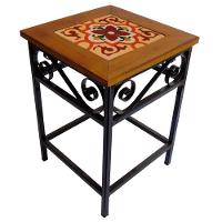 Banco De Ferro E Madeira Rústico Com Ladrilho Hidráulico Azulejo Ladrilho A5 - 1