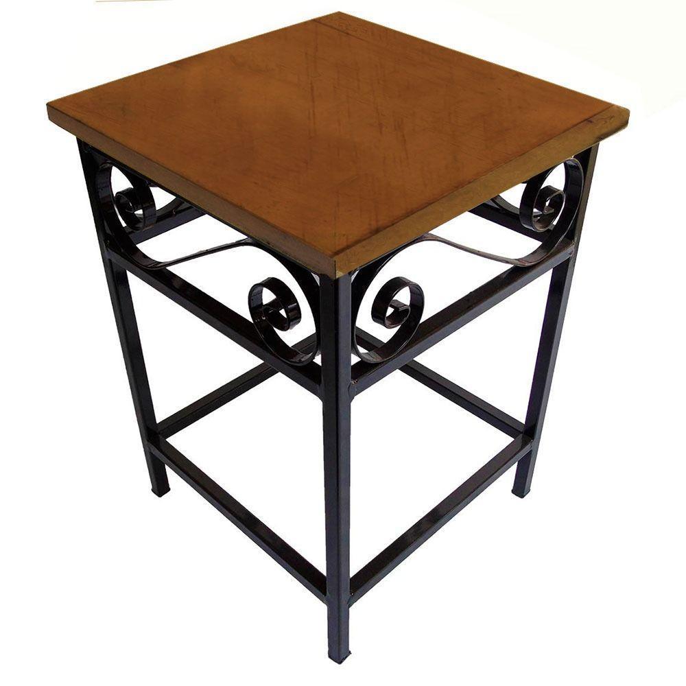 Banco Banquinho De Ferro E Madeira Rústico Com Assento Em Madeira Maciça - 1