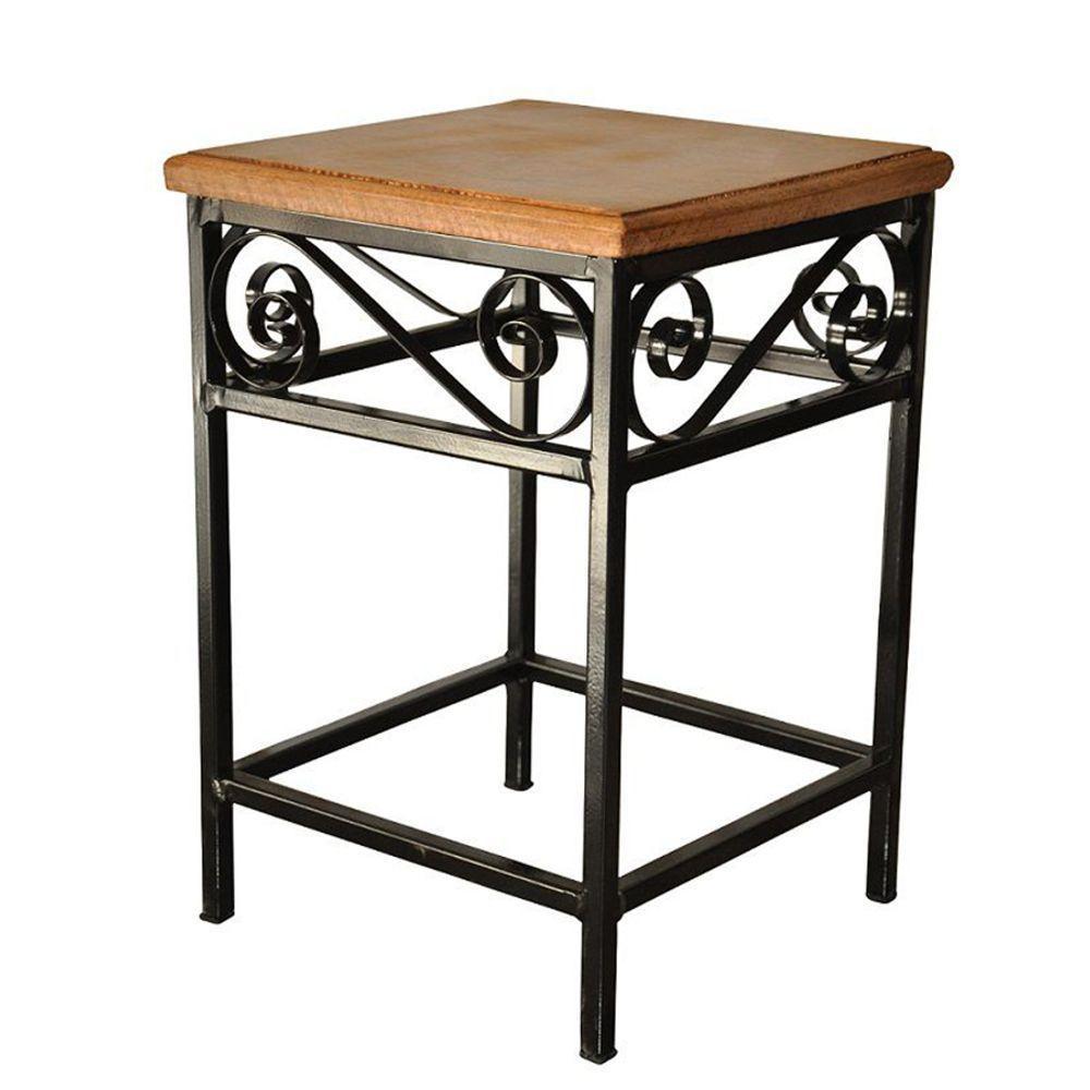 Banco Banquinho De Ferro E Madeira Rústico Com Assento Em Madeira Maciça - 4