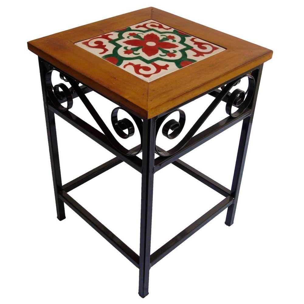 Banco De Ferro E Madeira Rústico Com Ladrilho Hidráulico Azulejo Ladrilho A3 - 1