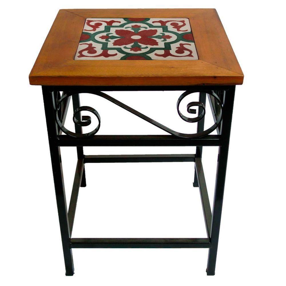 Banco De Ferro E Madeira Rústico Com Ladrilho Hidráulico Azulejo Ladrilho A3 - 5